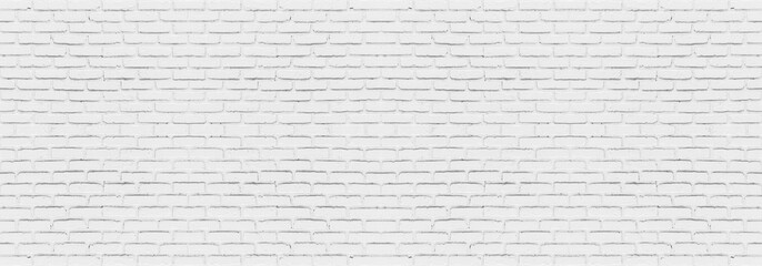 Abstract white brick wall texture for your design background or wallpaper. Panorama picture.