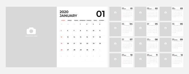 Modern Calendar for 2020 template.