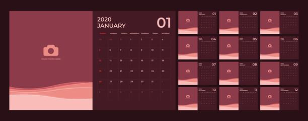 Modern Calendar for 2020 template.