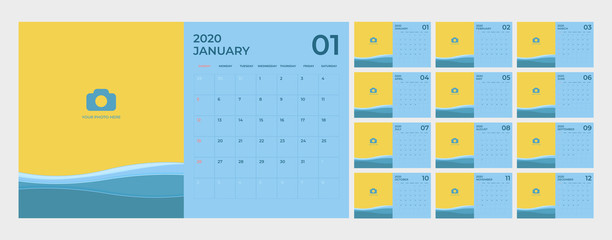 Modern Calendar for 2020 template.