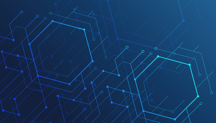 Abstract lines and dots connect background. Technology connection digital data and big data concept.