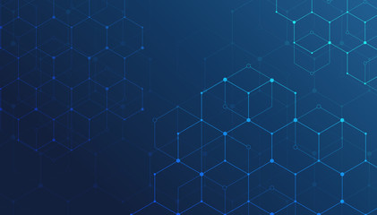 Abstract lines and dots connect background. Technology connection digital data and big data concept.