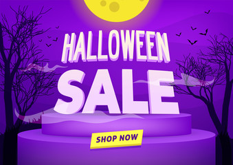 Halloween sale poster or banner design.