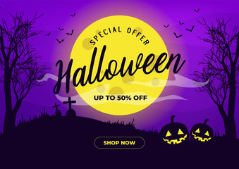 Halloween sale poster or banner design.
