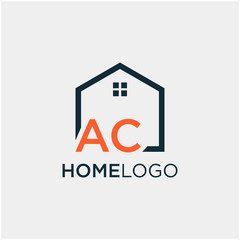 letter AC Line House Real Estate Logo. home initial A and C concept. Construction logo template, Home and Real Estate icon. Housing Complex Simple Vector Logo Template. - vector