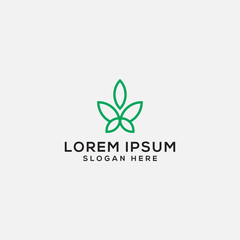 marijuana line art logo template. vector
