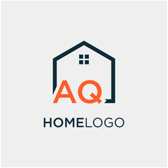 letter AQ Line House Real Estate Logo. home initial A and Q concept. Construction logo template, Home and Real Estate icon. Housing Complex Simple Vector Logo Template. - vector