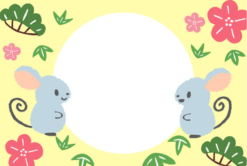 年賀状　松竹梅　ねずみ　フォトフレーム