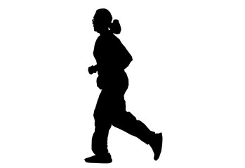 Silhouette sport reaction this is women run Exercise for Health At area Stadium Outdoors.