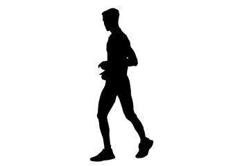 Silhouette running sport.This is men run exercise for Health At area Stadium Outdoors on white background with clipping path.