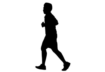 Silhouette running sport.This is men run exercise for Health At area Stadium Outdoors on white background with clipping path.