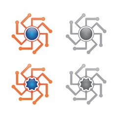 Set round circuit board technology icon for your best company