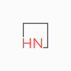 Letter HN Logo design with square frame line art. business consulting concept. studio,room,group icon. Suitable for business, consulting group company. - vector
