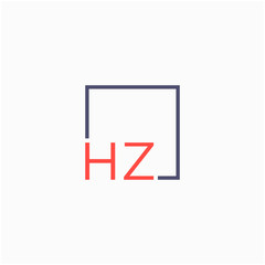 Letter HZ Logo design with square frame line art. business consulting concept. studio,room,group icon. Suitable for business, consulting group company. - vector