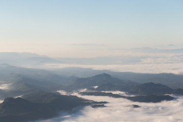 Fototapeta na wymiar Sea of mist, fog and cloud mountain valley landscape