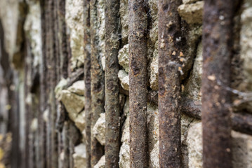 Fototapeta premium Detail of a ruined bunker wall.
