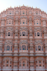 Fototapeta premium Hawa Mahal, pink palace of winds in old city Jaipur, Rajasthan, India