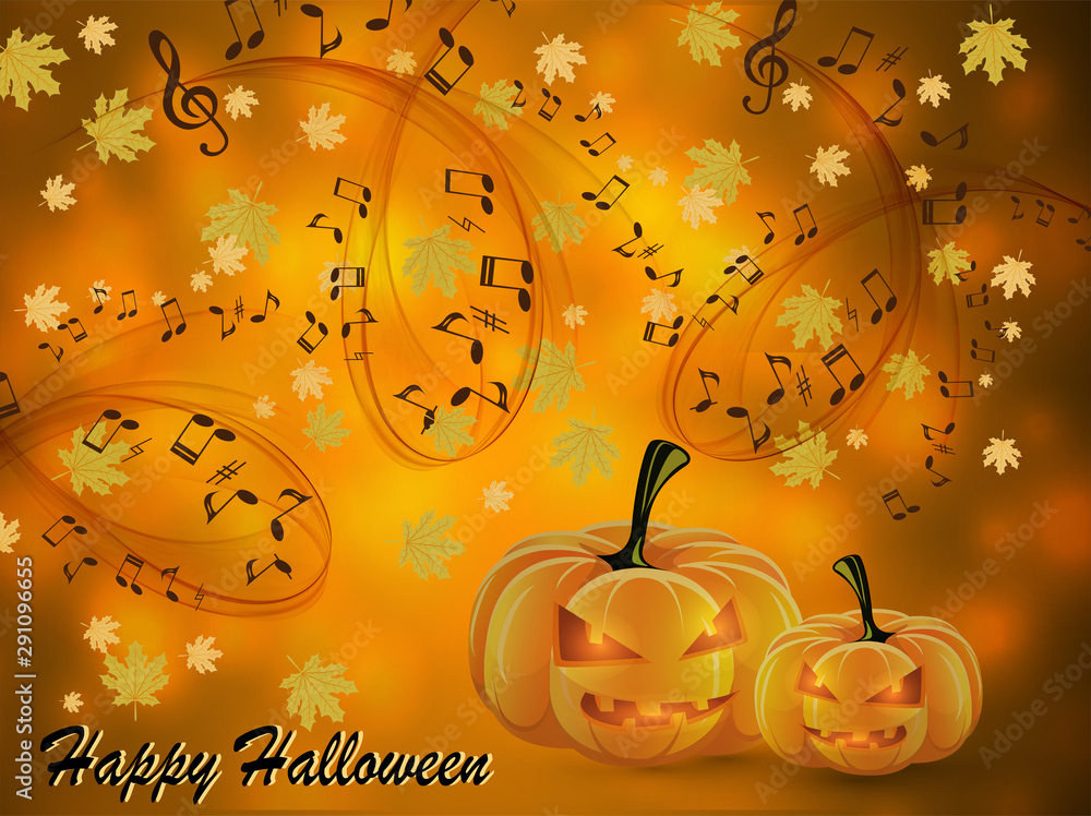 Wall mural Halloween music card