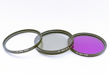 Lenses for the camera on a white background