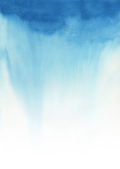 Abstract blue color gradient background watercolor hand painting.