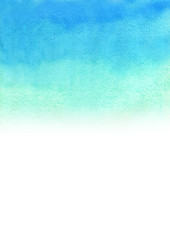 Abstract blue sky color gradient background watercolor hand painting.