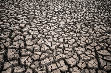 Arid land with dry and cracked ground,global warming