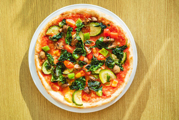 fresh pizza with organic vegetables