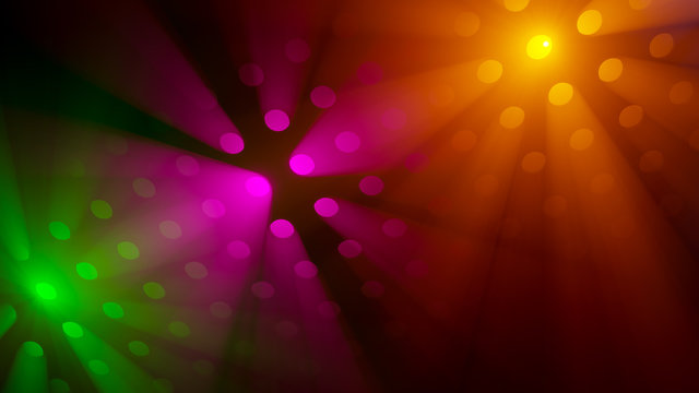 Volumetric Colorful Light Rays In Smoke Background