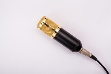 Fototapeta premium microphone isolate on white background on top view.