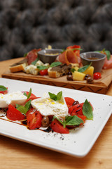 Caprese salad and set of finger food