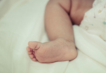 New born baby foot,selective focus