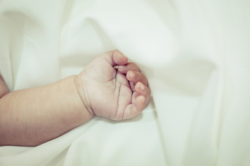 New born baby hand,selective focus