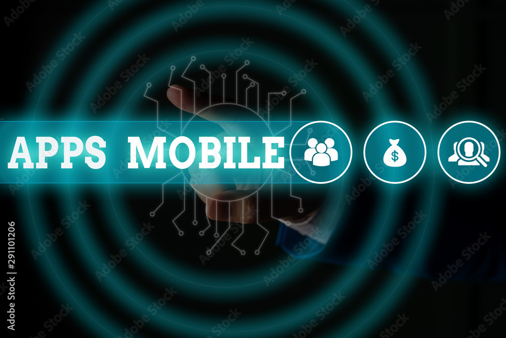 Poster word writing text apps mobile. business photo showcasing computer program designed to run on phone h