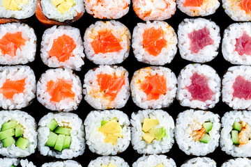 Japanese food restaurant, sushi maki gunkan roll set