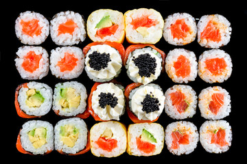Japanese food restaurant, sushi maki gunkan roll set