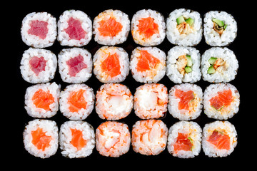 Japanese food restaurant, sushi maki gunkan roll set