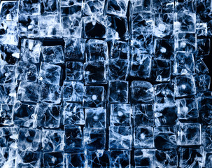 Background of ice cubes close up