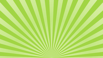 Sun rays background. Green radiate sun beam burst effect. Sunbeam light flash boom. Template starburst poster. Sunlight star, sunrise glow burst. Solar radiance glare retro design. Vector illustration