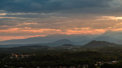 Stormy sunset in the italian countryside