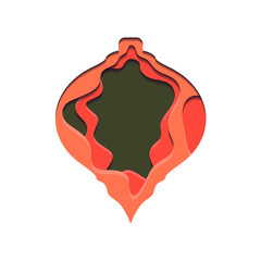 Fototapeta premium Paper 3D layered Christmas ball. Festive decorations for fir tree. Paper cut toy. Vector element for cards, invitations, and your creativity.