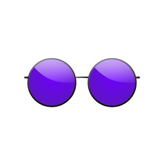 Round sunglasses 3D. Summer sunglass shade isolated white background. Fun color sun glass. Realistic design eye sight protection. Cool fashion eyeglasses. Beach sunlight accessory. Vector illustration