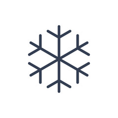 Snowflake icon. Black silhouette snow flake sign, isolated on white background. Flat design. Symbol of winter, frozen, Christmas, New Year holiday. Graphic element decoration. Vector illustration