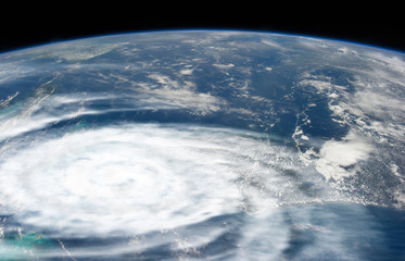 Weather illustration. Hurricane warning. Tropical storm. Some elements of this image furnished by NASA