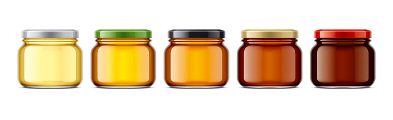 Set of Glass Jar with Honey. 