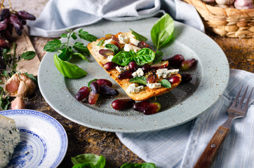 Fresh tomato bruschetta with blue cheese