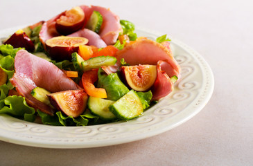 Ham and fig salad served