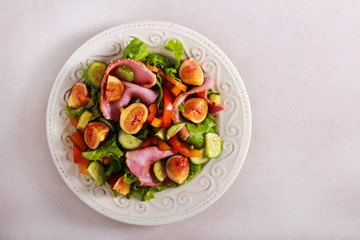 Ham and fig salad served