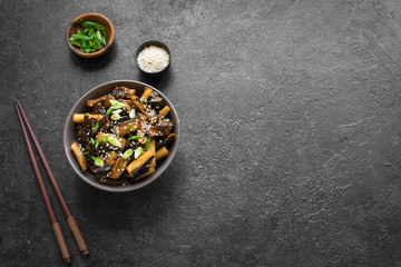 Glazed fried aubergine