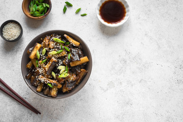 Stir fried aubergine