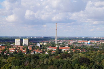 Ausblick vom Völkerschlachtdenkmal in Leipzig